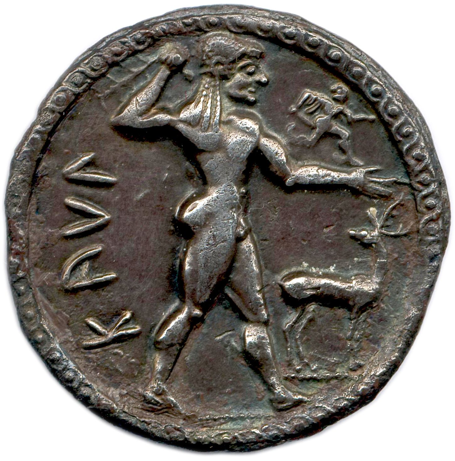 Null BRUTTIUM – CAULONIA 550-480
Apollon nu marchant à droite, tenant une palme &hellip;
