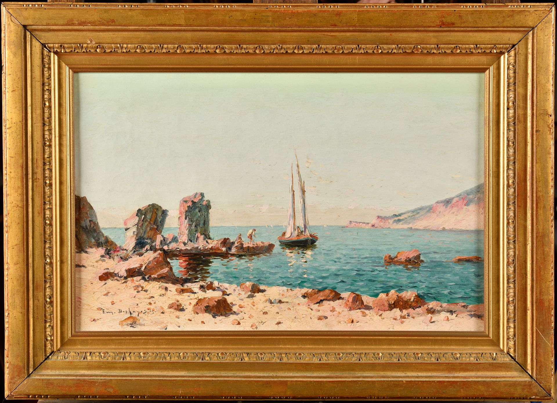 Null Eugène DESHAYES (1862/68-1939)
Bord de mer en algérie
Huile sur toile 
Sign&hellip;