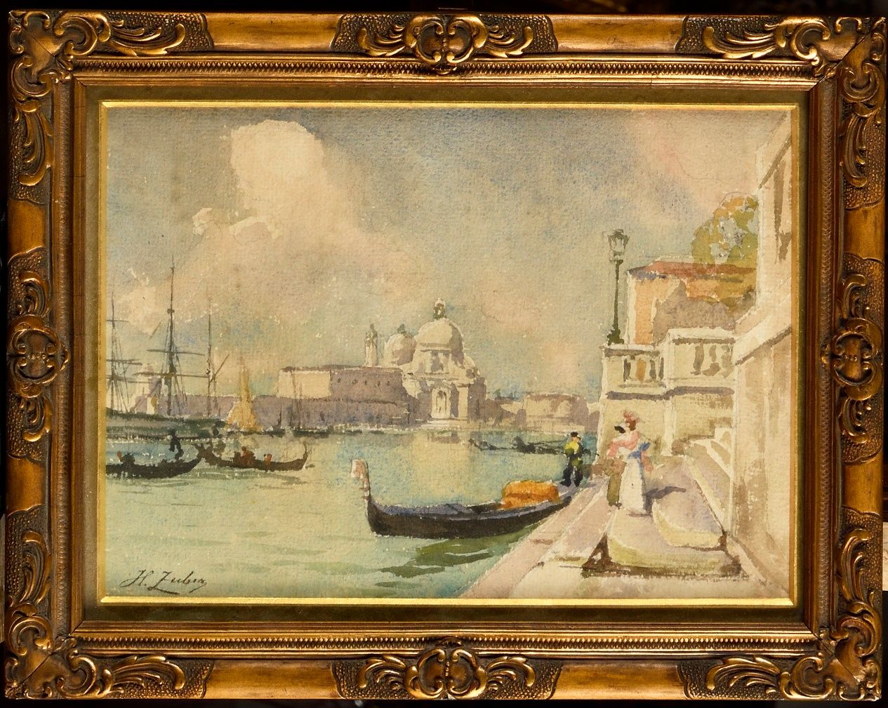 Null Henri ZUBER (1844-1909)
Gondoles à Venise 
Aquarelle 
Signé en bas à gauche&hellip;