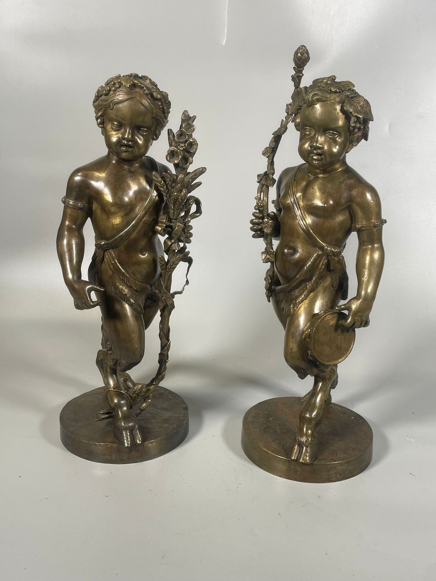 Null Claude Michel CLODION (1738-1814) Dopo
Due fauni
Coppia di bronzi con patin&hellip;