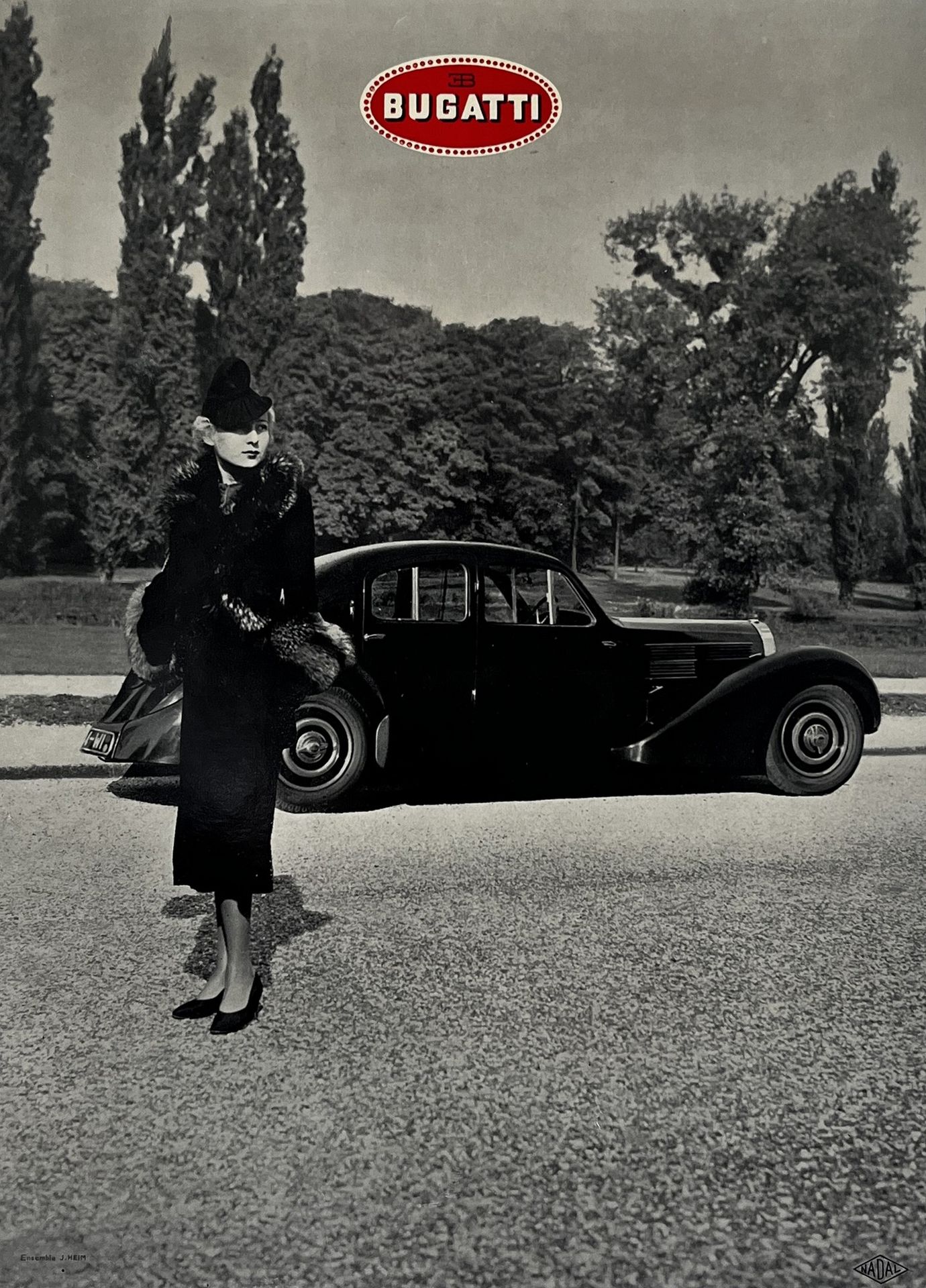 Projet publicitaire Bugatti « Berline et Mannequin », Circa 1938 Advertising pro&hellip;