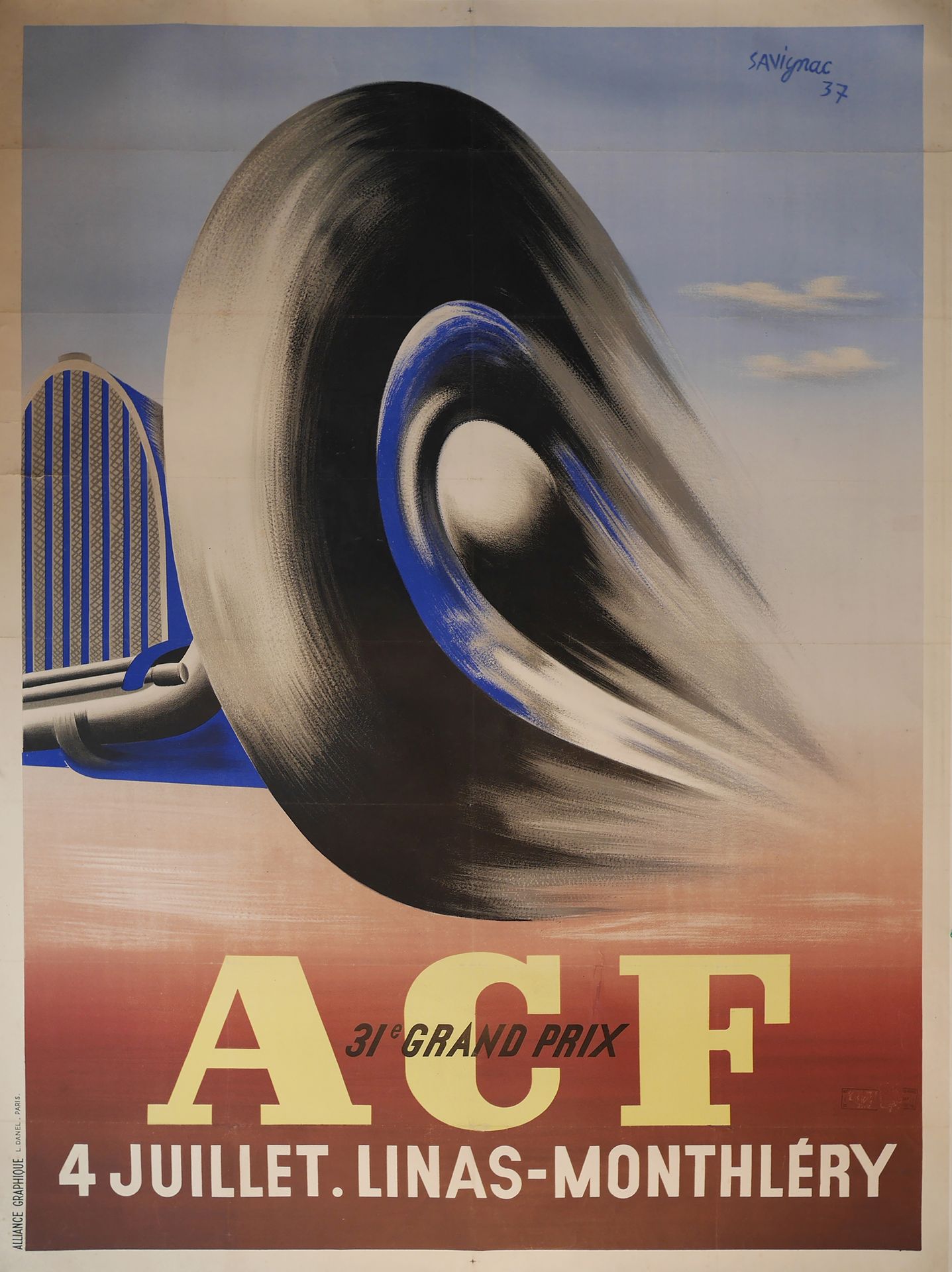 Affiche du 31eme Grand-Prix de l’ACF, d’après Savignac, 1937 Raymond SAVIGNAC (1&hellip;