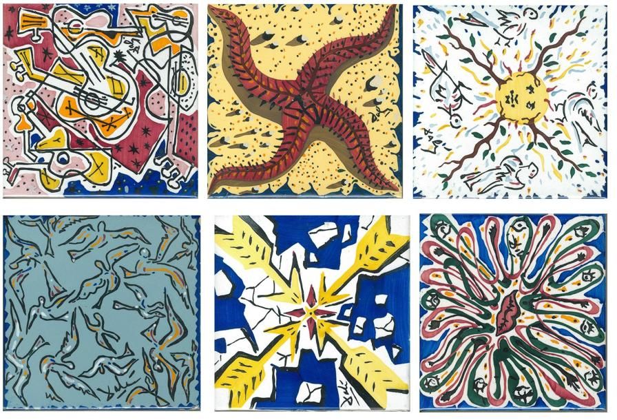 Salvador DALI (1904-1999) 6 Carreaux de céramique marquées "Tiles by Dali 1954" &hellip;