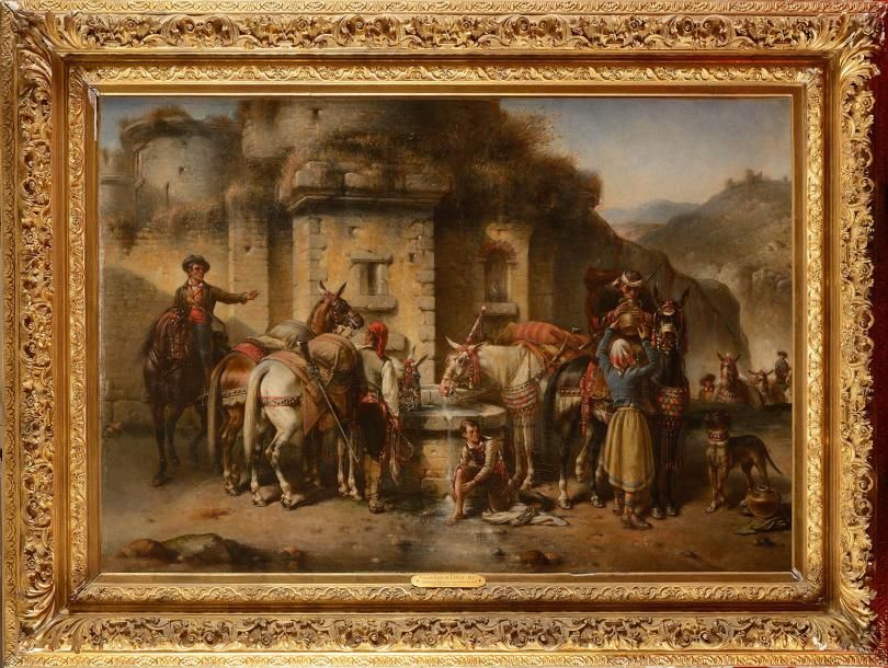 Null François Émile DE LANSAC (1803-1890) Muletiers espagnols ramenant un chef d&hellip;