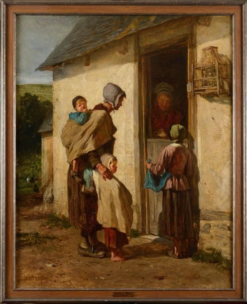 Null Constant TROYON (1810-1865) Scène de vie paysanne Huile sur toile Signée en&hellip;