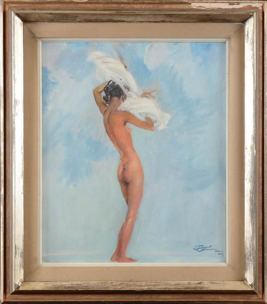 Null Jean Gabriel DOMERGUE (1889-1962) Femme nue de dos Huile sur toile Signée e&hellip;