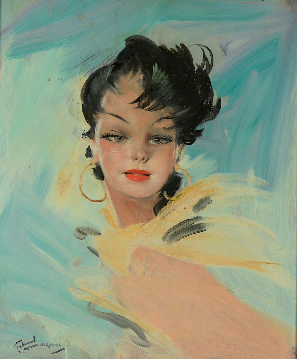 Null Jean-Gabriel DOMERGUE (Bordeaux, 1889 - Paris, 1962). 

 Elegant woman with&hellip;