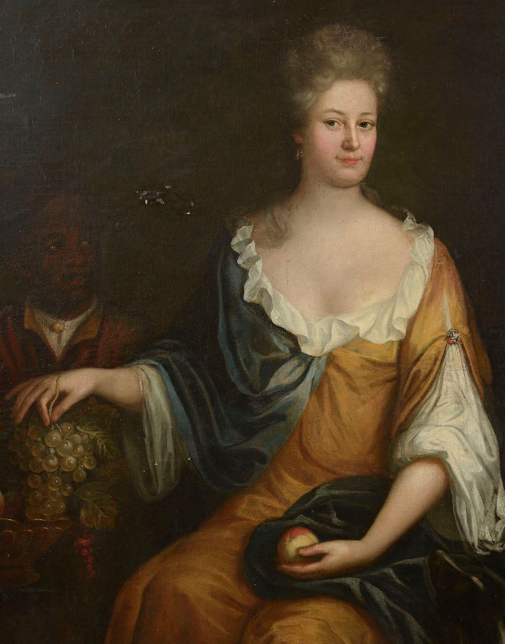 Null 大约1700年的英国学校，Mikael DAHL的随从。

一位女士和她的年轻黑人仆人的肖像。

布面油画（旧的修复和小的丢失部分）。

高度：124&hellip;