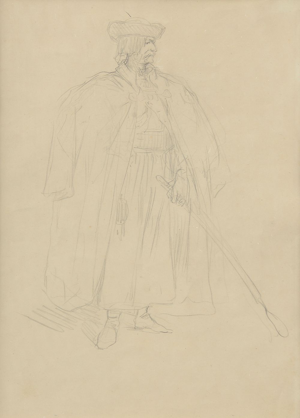 Null 乔治-克莱因（Georges CLAIRIN）（1843年，巴黎-1919年，Clohars-Carnoët）。

东方主义战士。

纸上石墨（绝缘）&hellip;