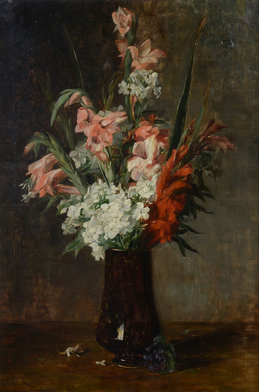 Null M. DEVORE-CHIRADE (19th - 20th century). 

 Bouquet of flowers. 

Oil on ca&hellip;