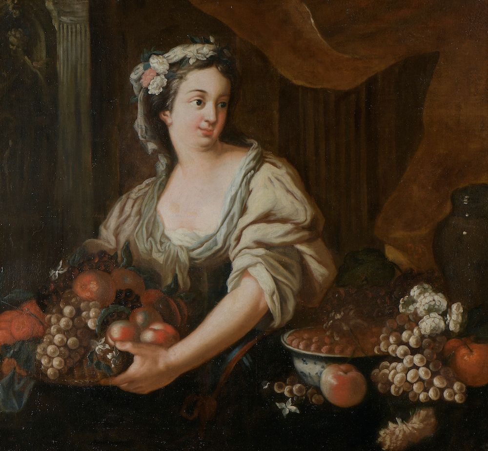 Null 
École française vers 1720.





Jeune femme portant une corbeille de fruit&hellip;