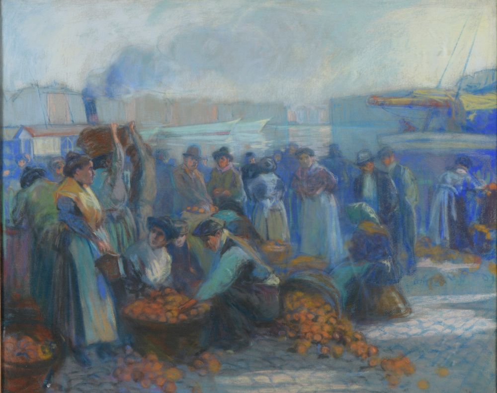 Null 
Louis Ernest FORTUNEY (1875 - 1951).





The orange market. 





Pastel &hellip;