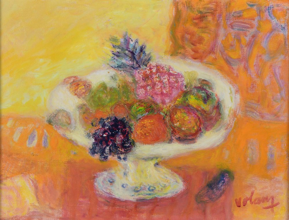 Null Vo LANG，又名Jean VOLANG（越南，1921-2005）。

静物与一碗水果。

布面油画，右下方有签名。

高度：50厘米-宽度：85&hellip;