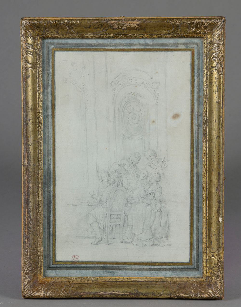 Null Atribuido a Nicolas COCHIN (1688-1754). 

 La cena.

Dibujo a lápiz, monogr&hellip;