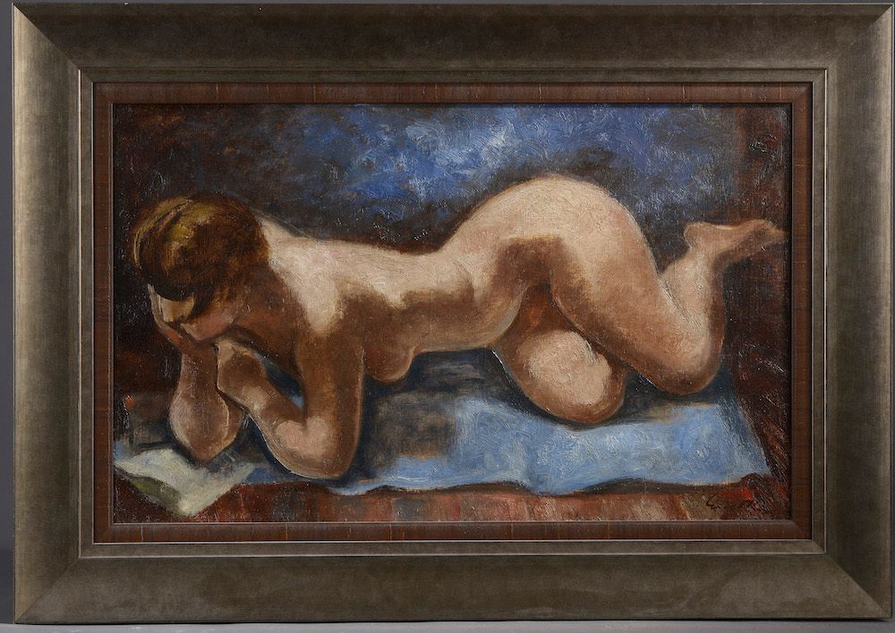 Null Yves ALIX (Fontainebleau, 1890 - Parigi, 1969). 

 Donna nuda che legge un &hellip;