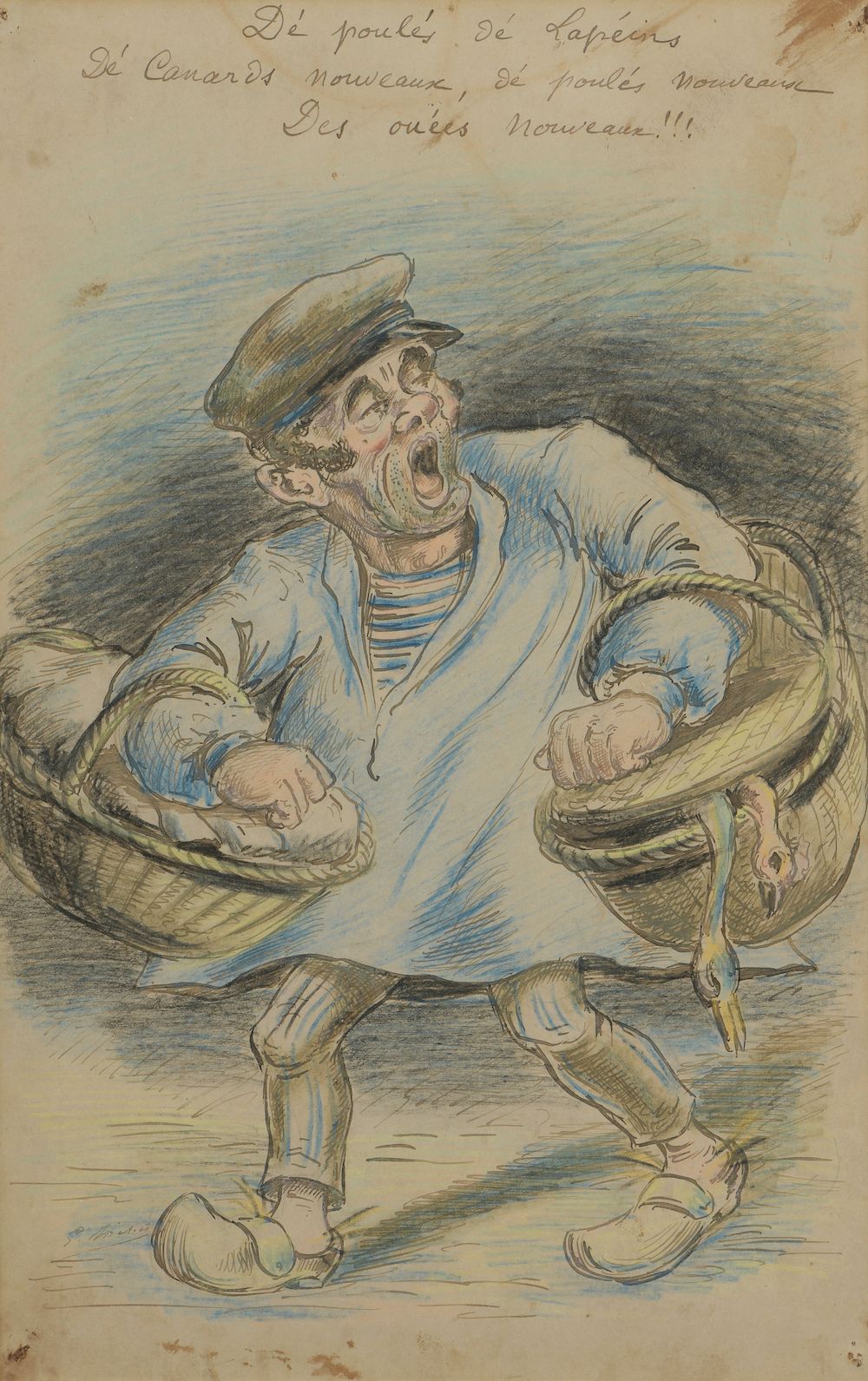 Null Georges MÉLIÈS (Paris, 1861-1938). 

 Le vendeur de volailles, 

Cartoon in&hellip;