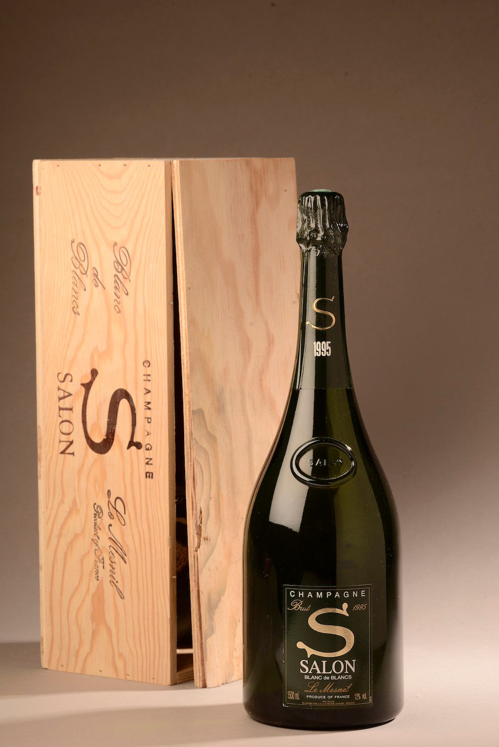 Null 1瓶 "S "级香槟酒，1995年沙龙木箱