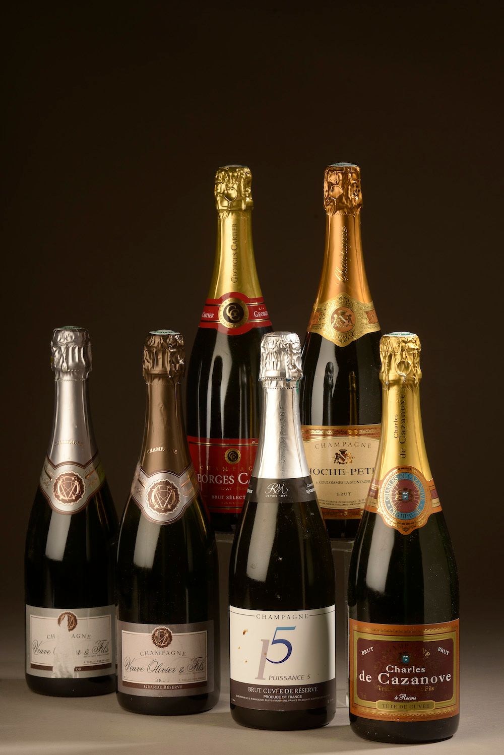 Null 6 botellas CHAMPAGNE DIVERS (R. Manceaux, de Cazanove, G. Cartier, Hoche-Pe&hellip;