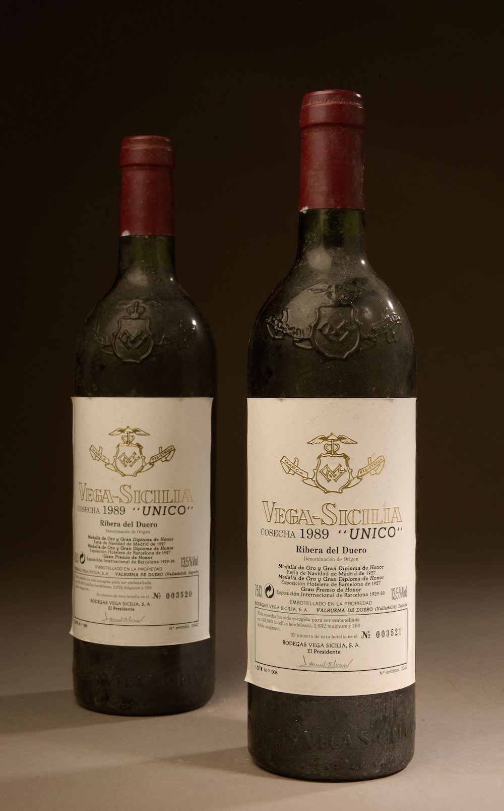 Null 2 bouteilles RIBERA DEL DUERO "Unico", Vega Sicilia 1989 (els)