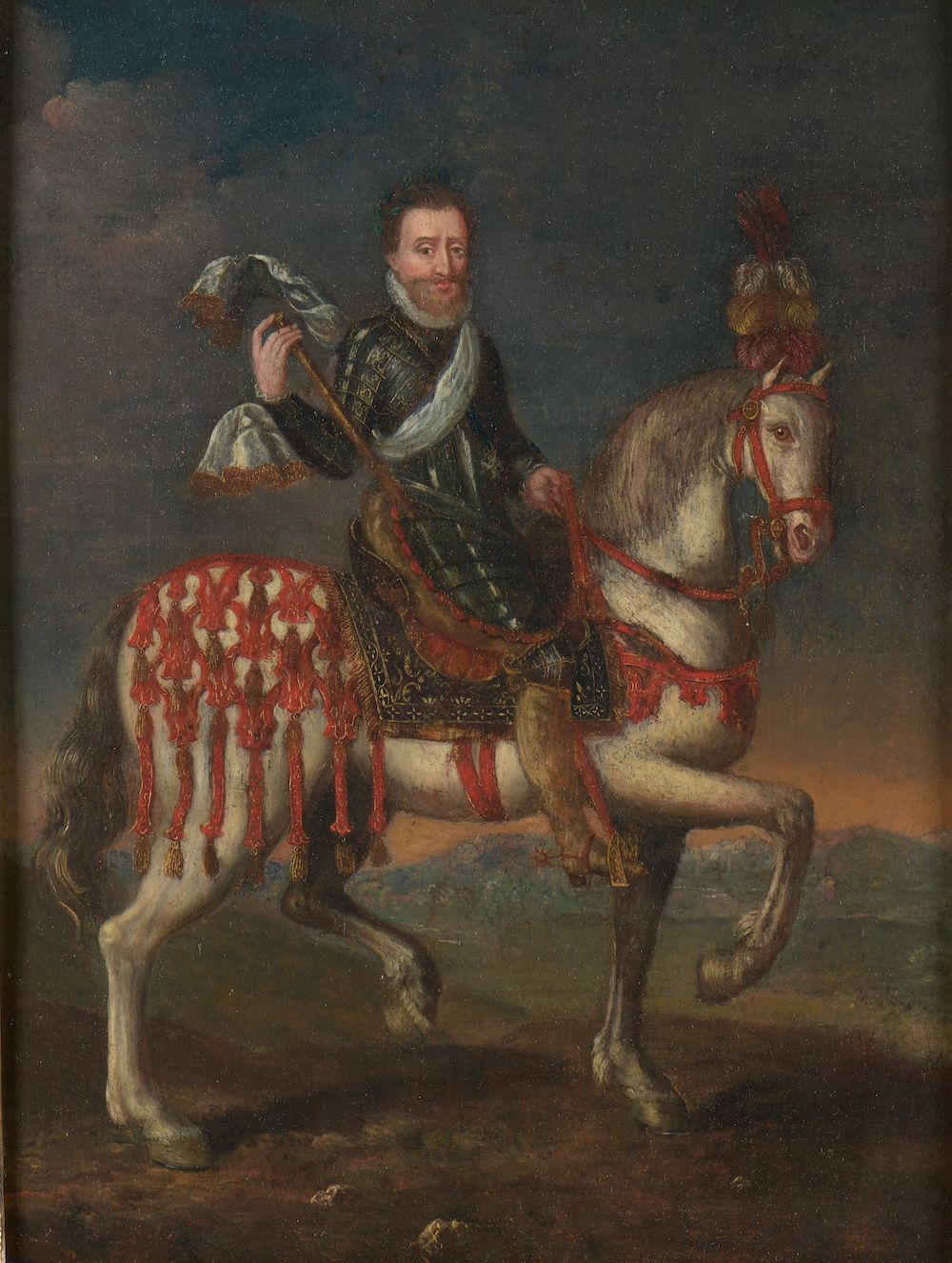 Null 十八世纪的法国学校，François CLOUET的追随者。

亨利四世在马背上的肖像。

橡木板，一块板没有镶嵌。

高度：34厘米 - 宽度：27&hellip;