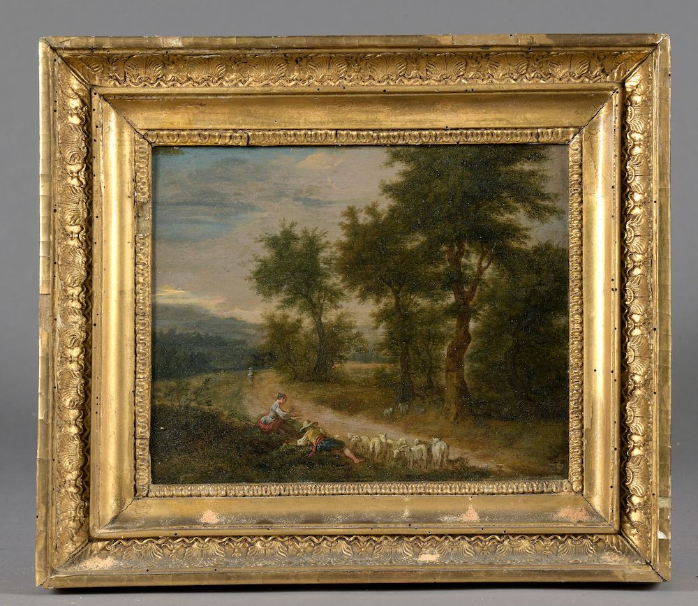 Null French school of the late 18th or early 19th century.

Pastoral scene.

Oil&hellip;