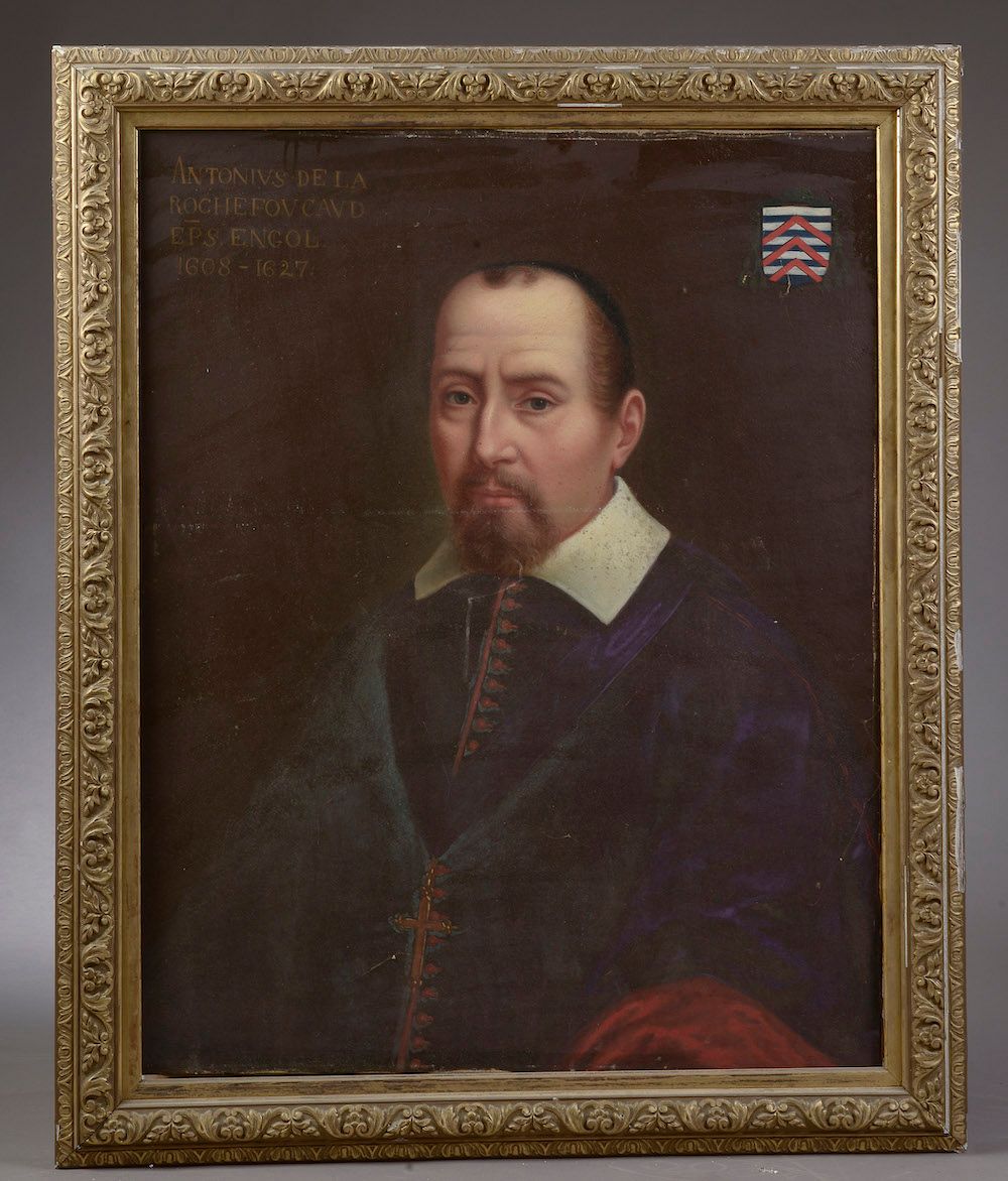 Null 19世纪的法国学校。

安托万-德-拉罗什福考德（1608-1627）的肖像。

布面油画（小的损坏）。

高度：81厘米。81 cm - 宽度 : &hellip;