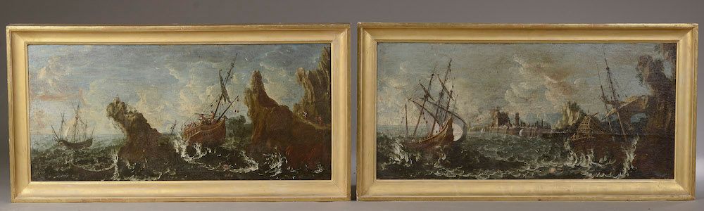Null 
归功于Matthieu Van PLATTENBERG（约1608-1660）。





恶劣天气下的海员 





布面油画一对，有内衬（磨损&hellip;