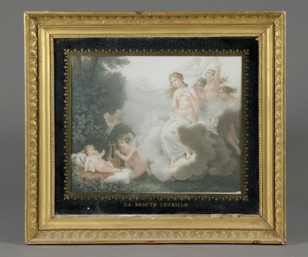 Null After Jean-Baptiste MALLET (1759-1835). 

 History of Love: "Beauty awakens&hellip;
