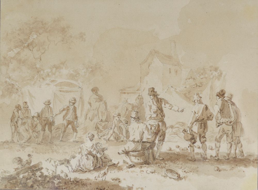 Null French school of the 18th century.

The game of bowls.

Pencil and wash (st&hellip;
