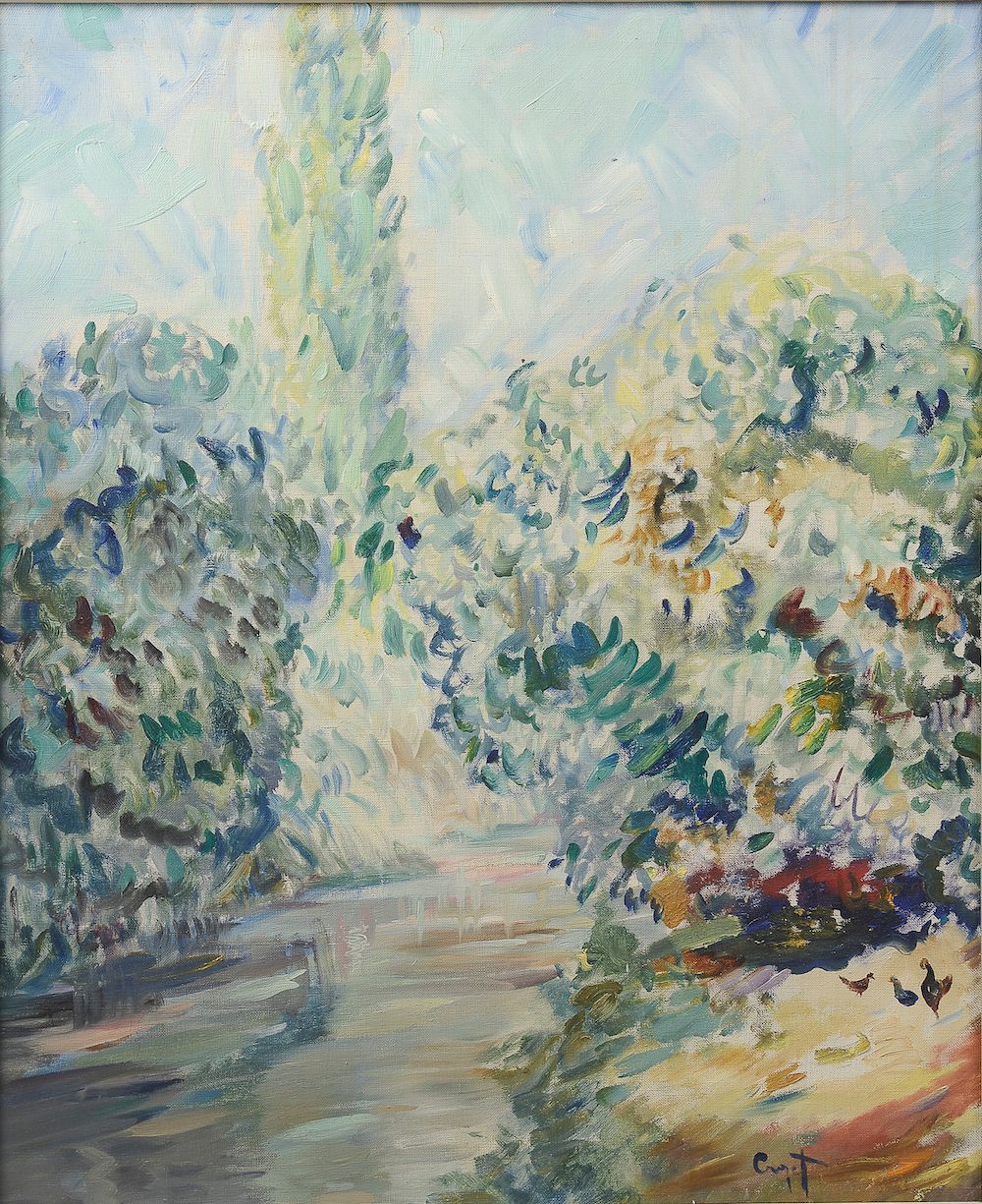 Null 莫里斯-克罗泽（1896-1978）。

河流的动画景观。

布面油画，底部有签名

高度：74厘米-宽度：60厘米。74 cm - 宽度 : 60 &hellip;