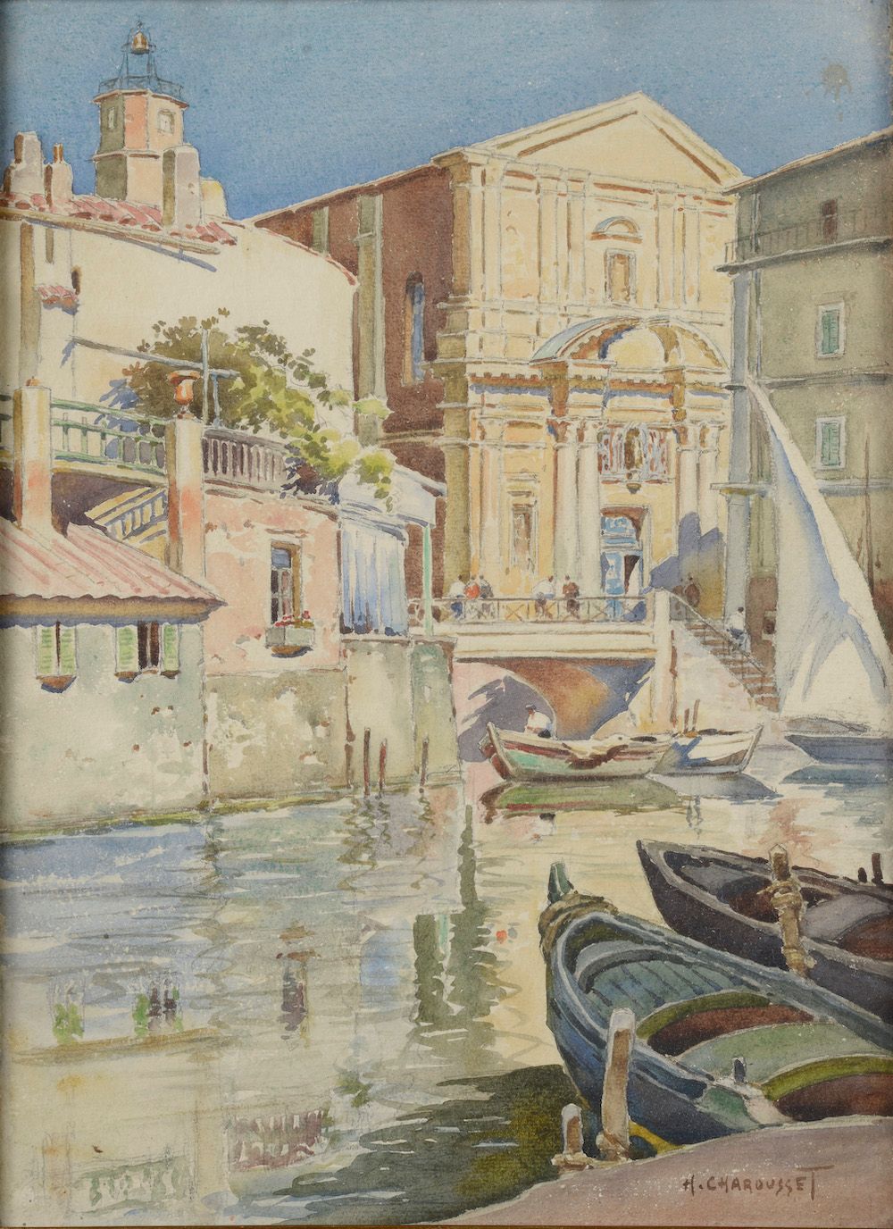 Null Henri CHAROUSSET（1876-1964）。

威尼斯的景色。

水彩画，右下角有签名

高度：50厘米 - 长度：41厘米50厘米 - &hellip;