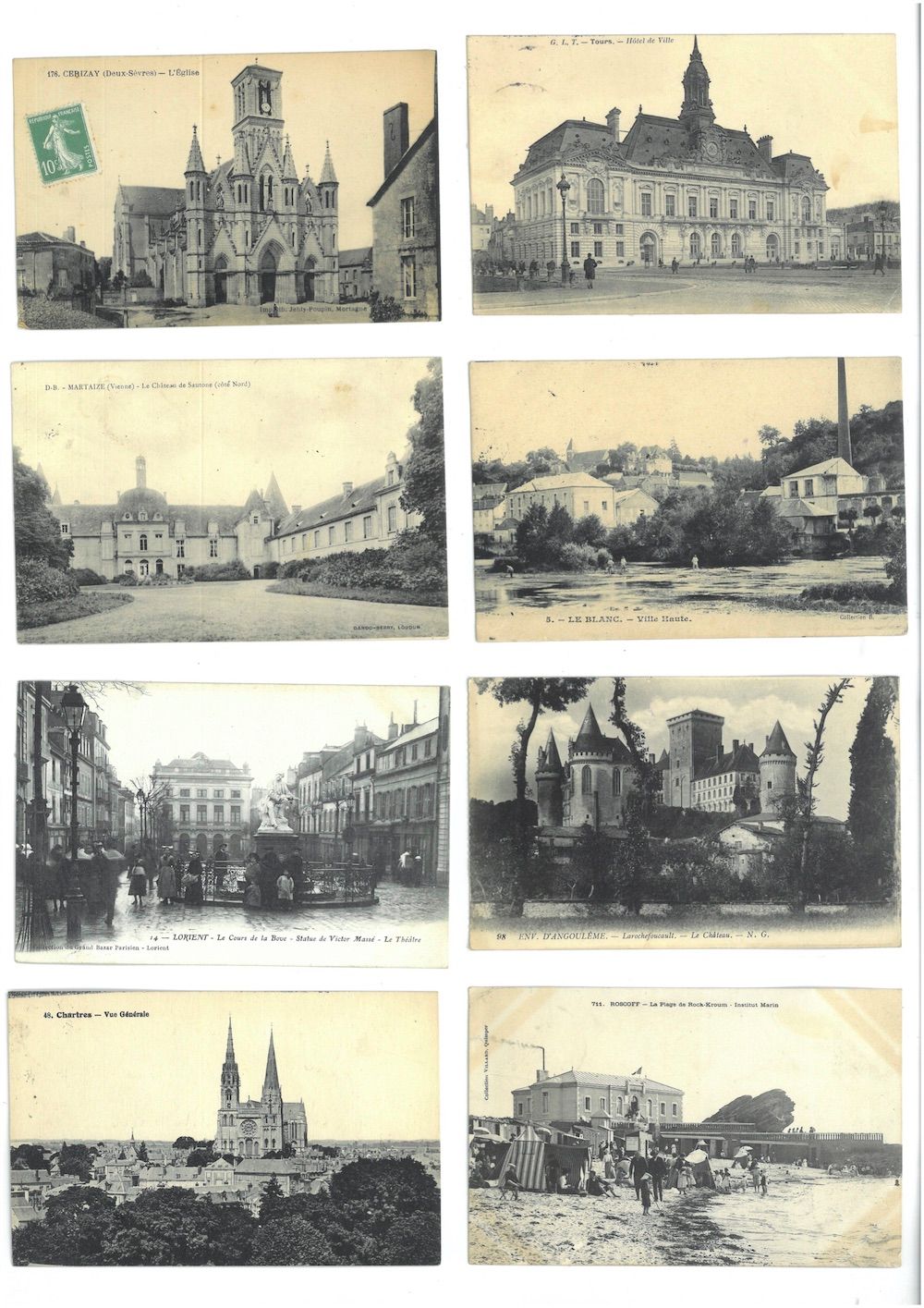 Null 关于213张法国地区的明信片：波尔多-夏朗德，中部，布列塔尼