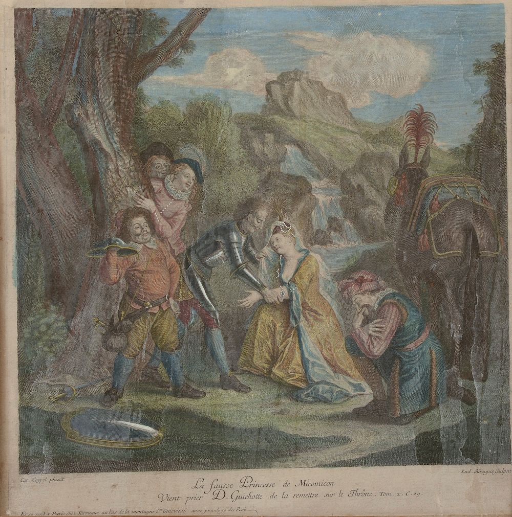 Null 由路易斯-苏鲁格（1686-1762）雕刻，在查尔斯-安托万-科伊佩尔（1694-1762）之后。

《堂吉诃德的历史》。

套装的十幅彩色版画（纸张&hellip;