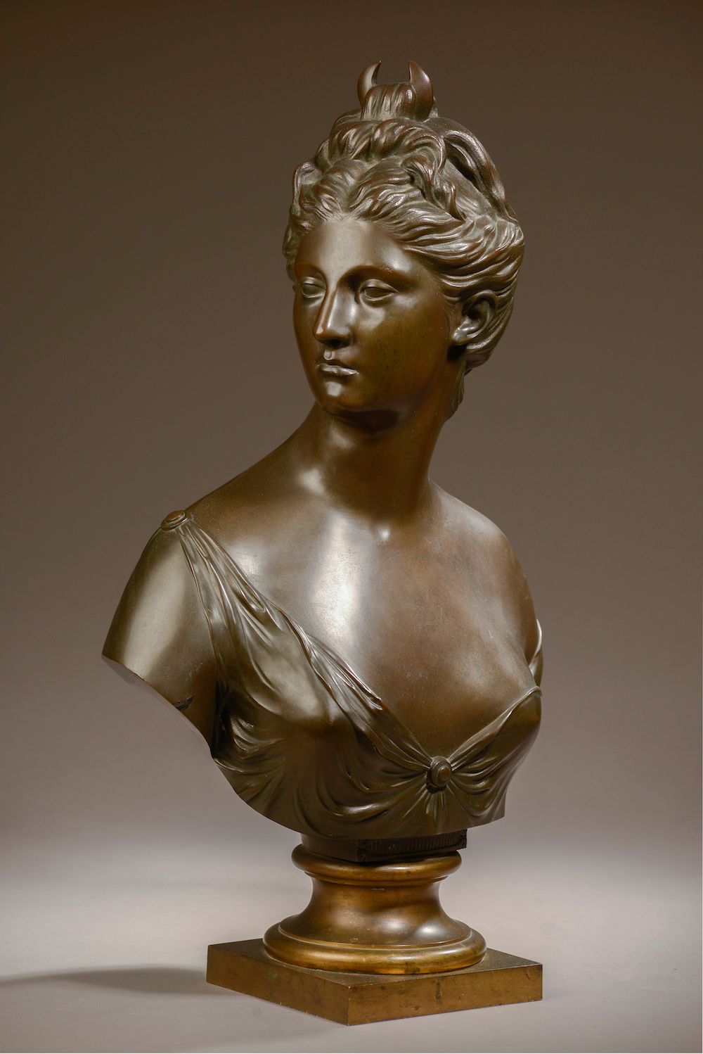 Null After Jean-Antoine HOUDON.

Bust of Diana.

Bronze with medal patina marked&hellip;