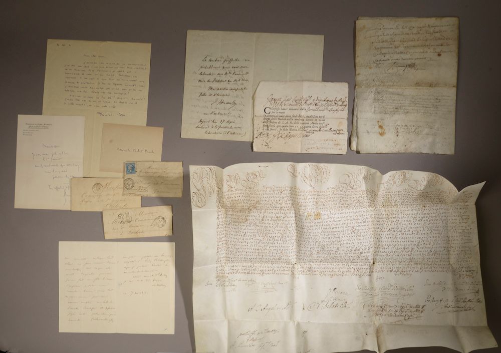 Null Set of five autograph letters and various documents :

- Édouard BRANLY (18&hellip;