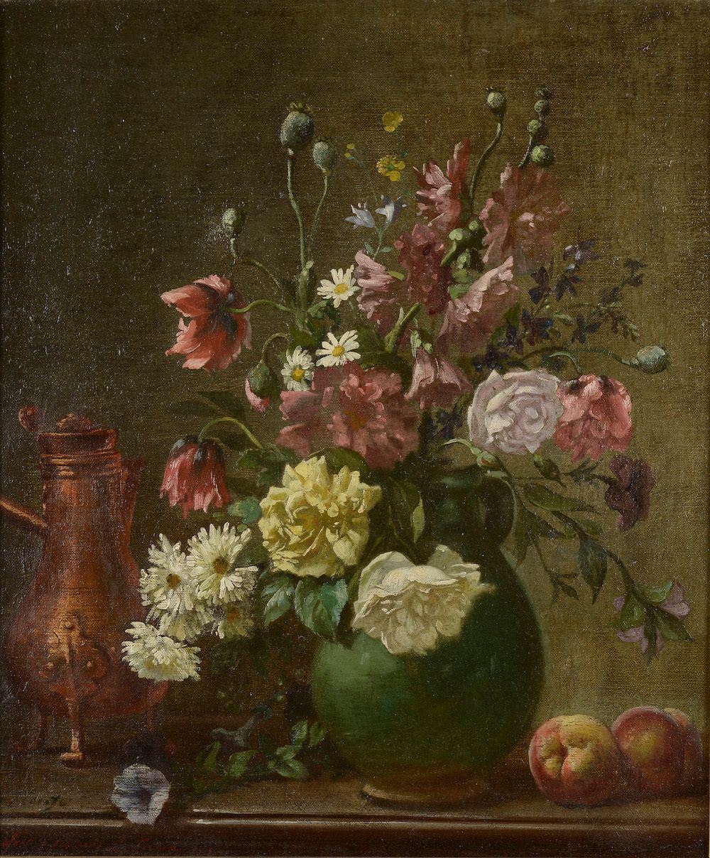 Null Georges Charles Victor Léopold HUGO (1868-1925). 

 Bouquet de fleurs.

Öl &hellip;