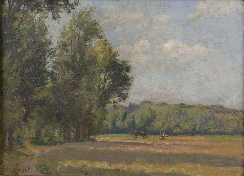 Null Théophine BERNET (1865-?). 

 Arbeit auf den Feldern.

Öl auf Tafel, links &hellip;