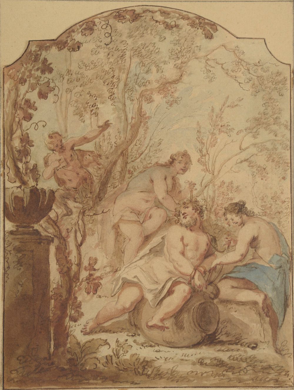 Null 18世纪上半叶的法国画派。


Silenus and the Bacchae.


水彩画，钢笔和水彩。


21,5 cm - 宽度 : 16,5&hellip;