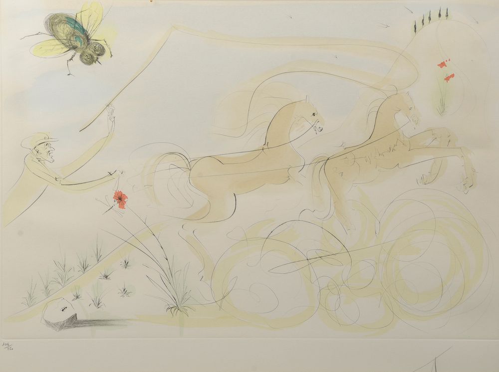 Null 萨尔瓦多-达利（1904-1989）。

Le coche et la mouche.

日本纸上的干点和彩色蚀刻画，右下角有签名，左下角有106/2&hellip;