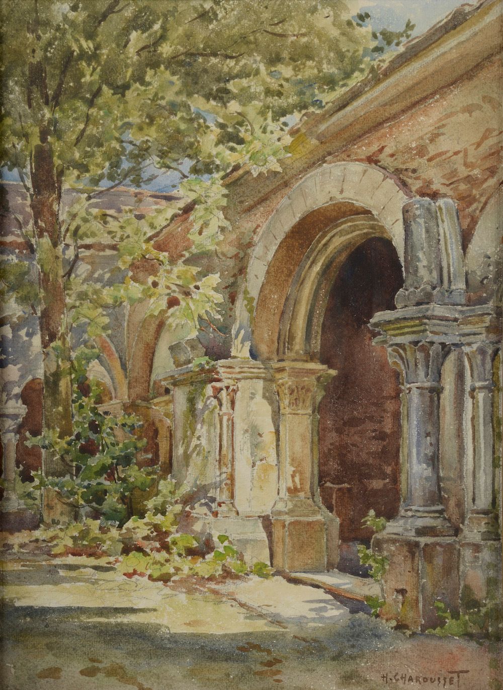 Null Henri CHAROUSSET (1876-1964). 

 Landscape of ruins

Watercolour signed low&hellip;