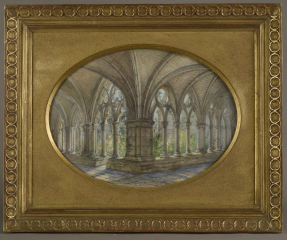 Null Louis HISTA (1851-1935).

"Cloister of Noirlac (Cher)"

Oval view watercolo&hellip;