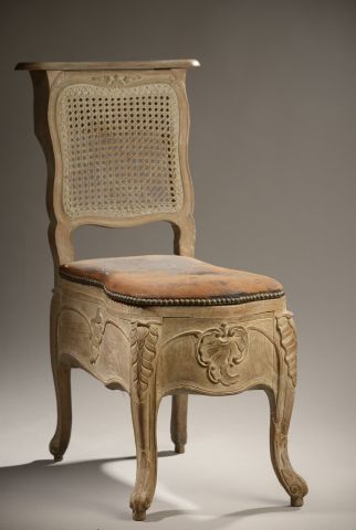 Null 
Chair of convenience caned in natural wood molded and carved with flowers,&hellip;