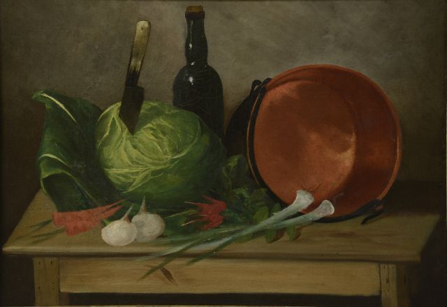 Null A.RIZZATTI（19-20世纪）。

白菜的静物。

布面油画，右下角有签名。

高度：51.5厘米。51,5 cm - 宽度 : 74 cm
