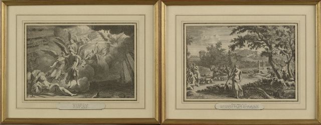 Null 在扬-古里（1670-1731）之后。

"雅各布的梯子"；"雅各布把石头滚到井上，亲吻拉结"。

两幅黑色的版画。

高度：13.5厘米13.5厘米&hellip;