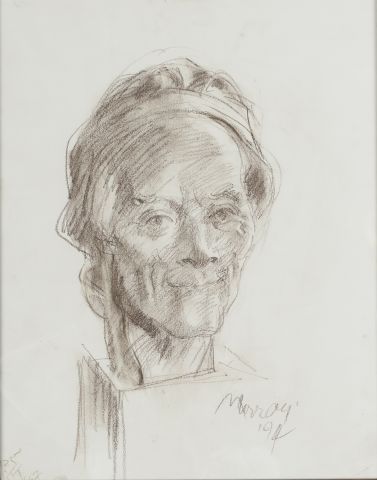 Null 默里-斯图尔特-史密斯（1925-1998）。

推测的伏尔泰肖像。

炭笔，右下角有签名。

高度：44厘米。44厘米 - 宽度：35厘米（视线范围&hellip;