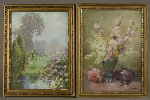 Null François RIVOIRE (1842-1919).

Bouquet of flowers; Landscape of a park with&hellip;