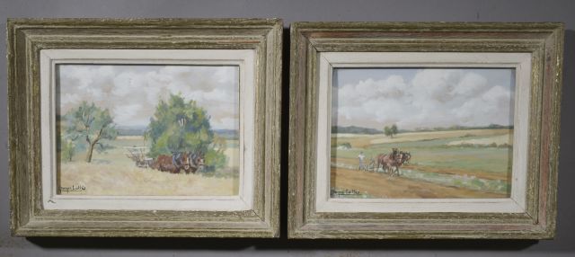 Null Georges LATTES（XX）。

耕作。

两幅水彩画，左下方有签名。

高度：16厘米。16 cm - 宽度： 22 cm