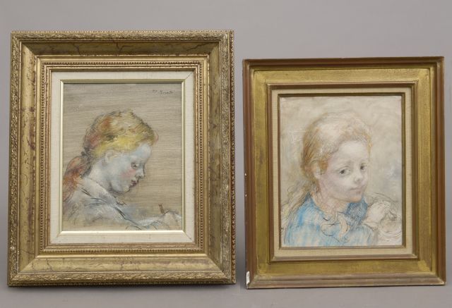 Null 吕西安-菲利普-莫雷蒂（1922-2000）。

儿童的脸。

两幅布面油画，其中一幅在右上角有签名。

高度：27厘米。27 cm - 宽度： 22&hellip;