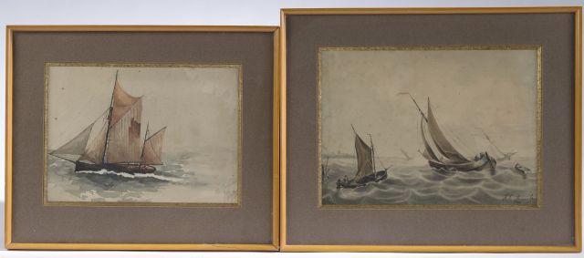 Null F.E. ANNEVELOY（19世纪）。

海。

水彩画，右下方有签名和日期1852年（点蚀，小裂缝修复）。

高度：17厘米。17 cm - 宽&hellip;