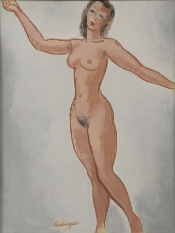 Null 路易斯-图沙格（1893-1974）。

女性裸体。

水粉画在底部中央有签名。

高度：31厘米。31 cm - 宽度 : 23,5 cm